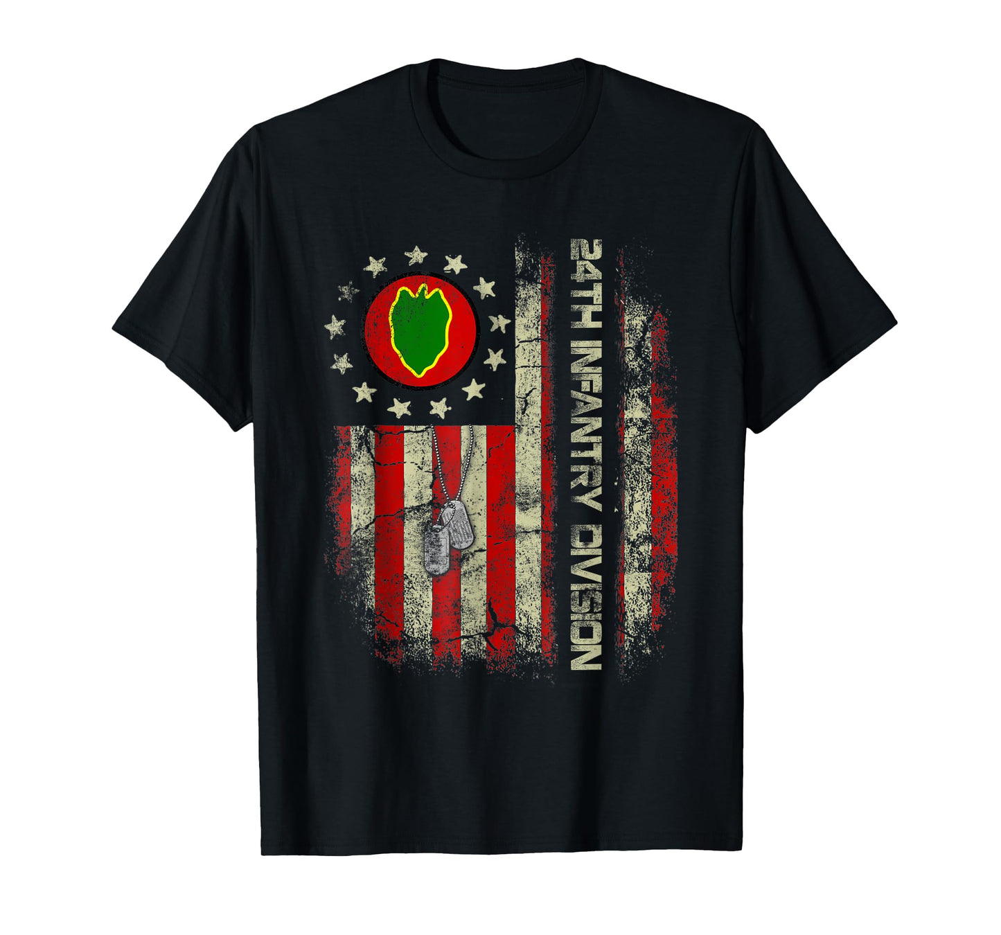 Vintage American Flag 24th Infantry Division Veterans Day T-Shirt