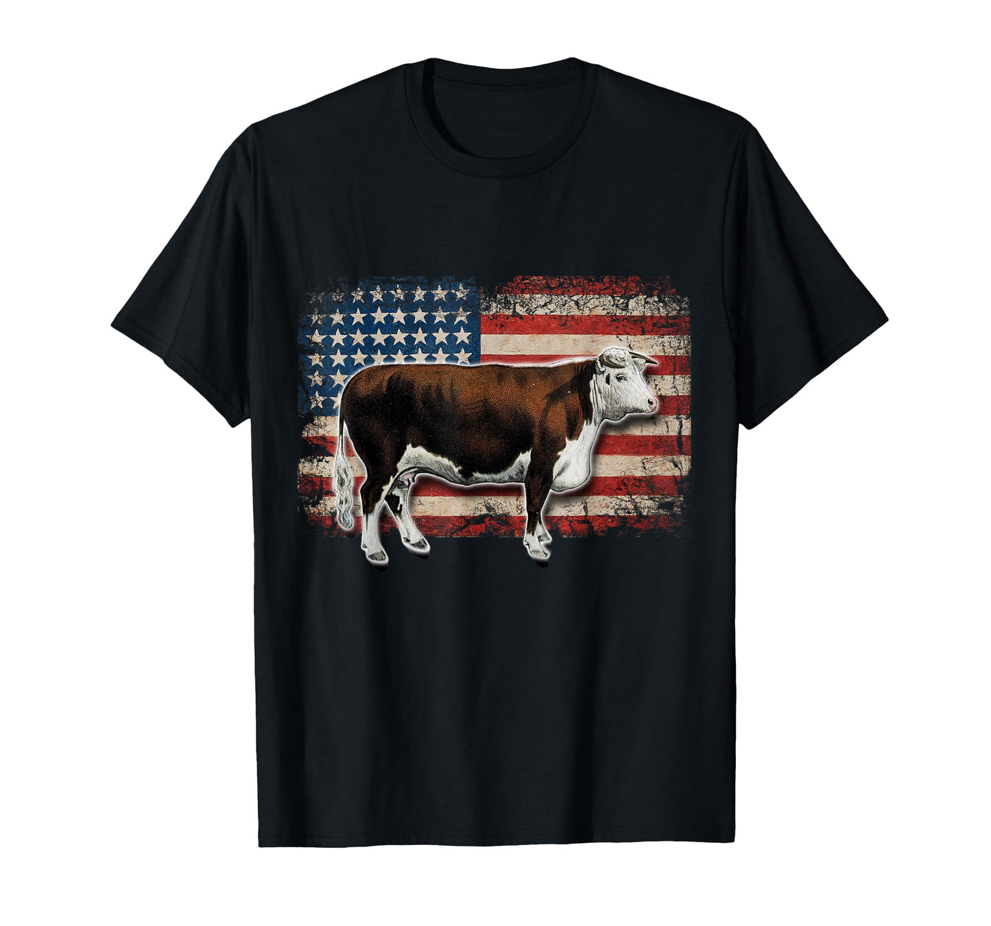 Hereford Rancher - American Flag for Hereford Cow Farmer T-Shirt