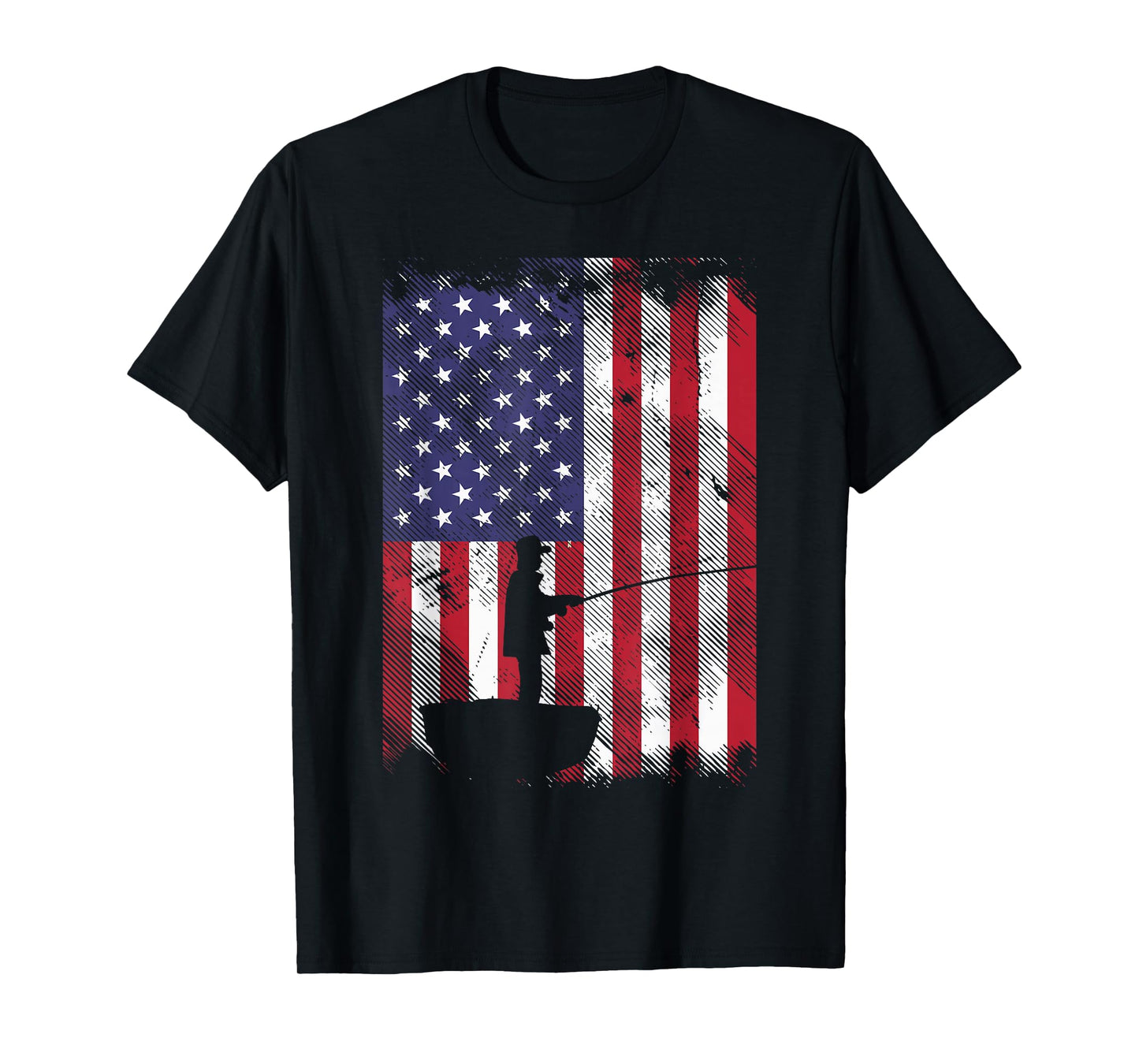 America Flag Fisherman Vintage Fishing Patriotic Angler Gift T-Shirt