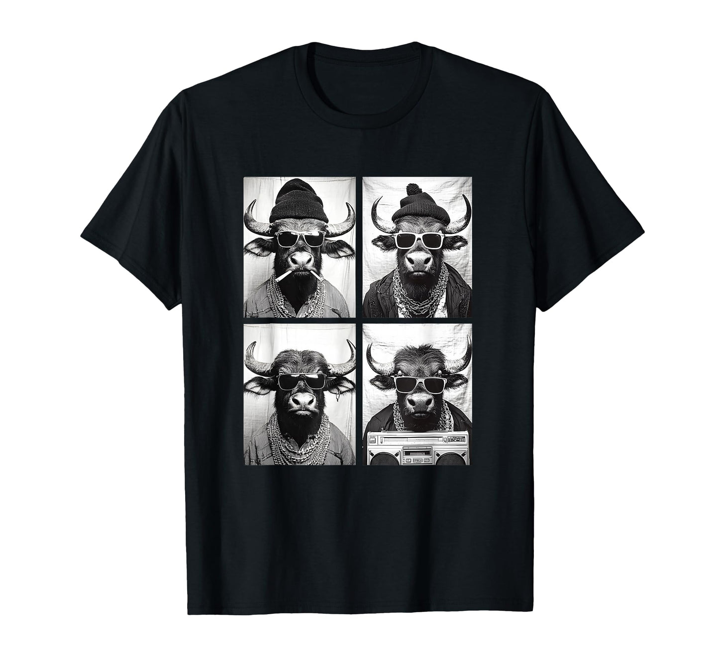Funny Gangster Bulls Hip Hop Rap Street Urban Animals Meme T-Shirt