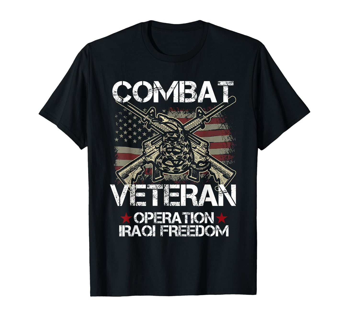 Combat Veteran Iraqi Freedom Military USA American Flag Gift T-Shirt