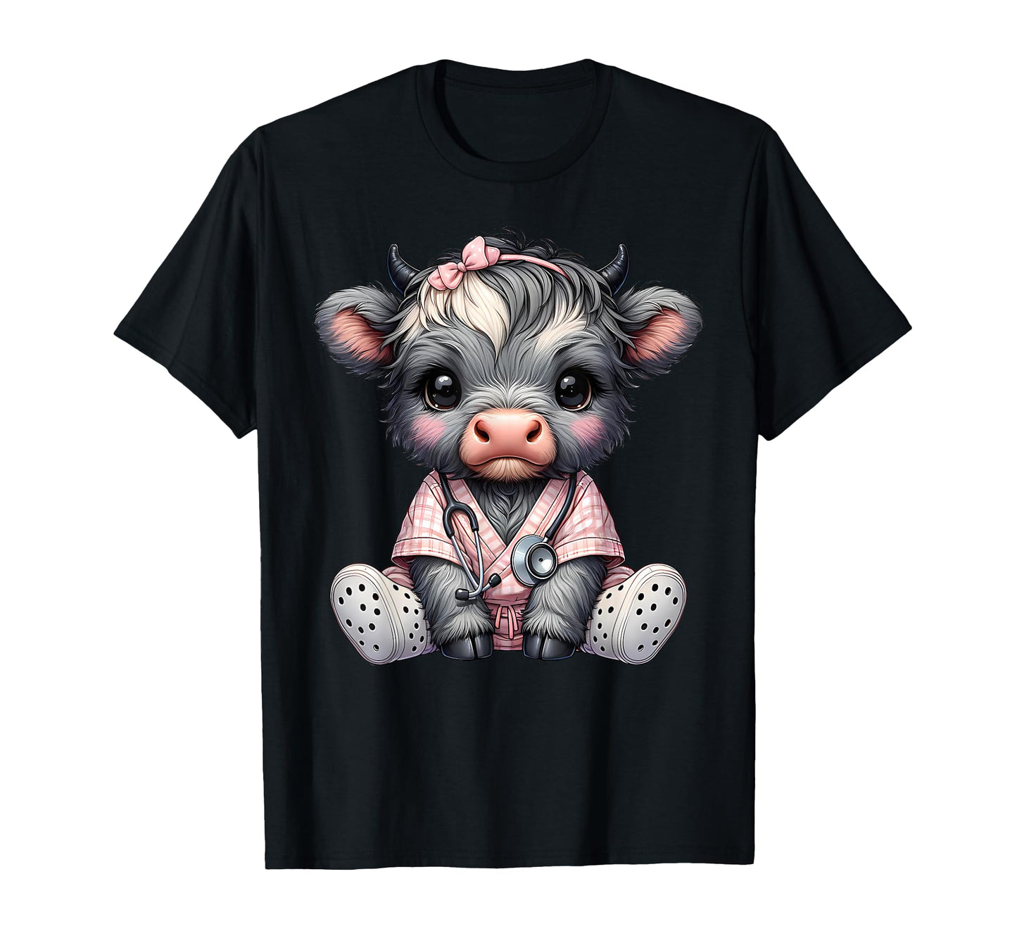 Cute Highland Cow Nurse Appreciation Farm Animal Nursing T-Shirt