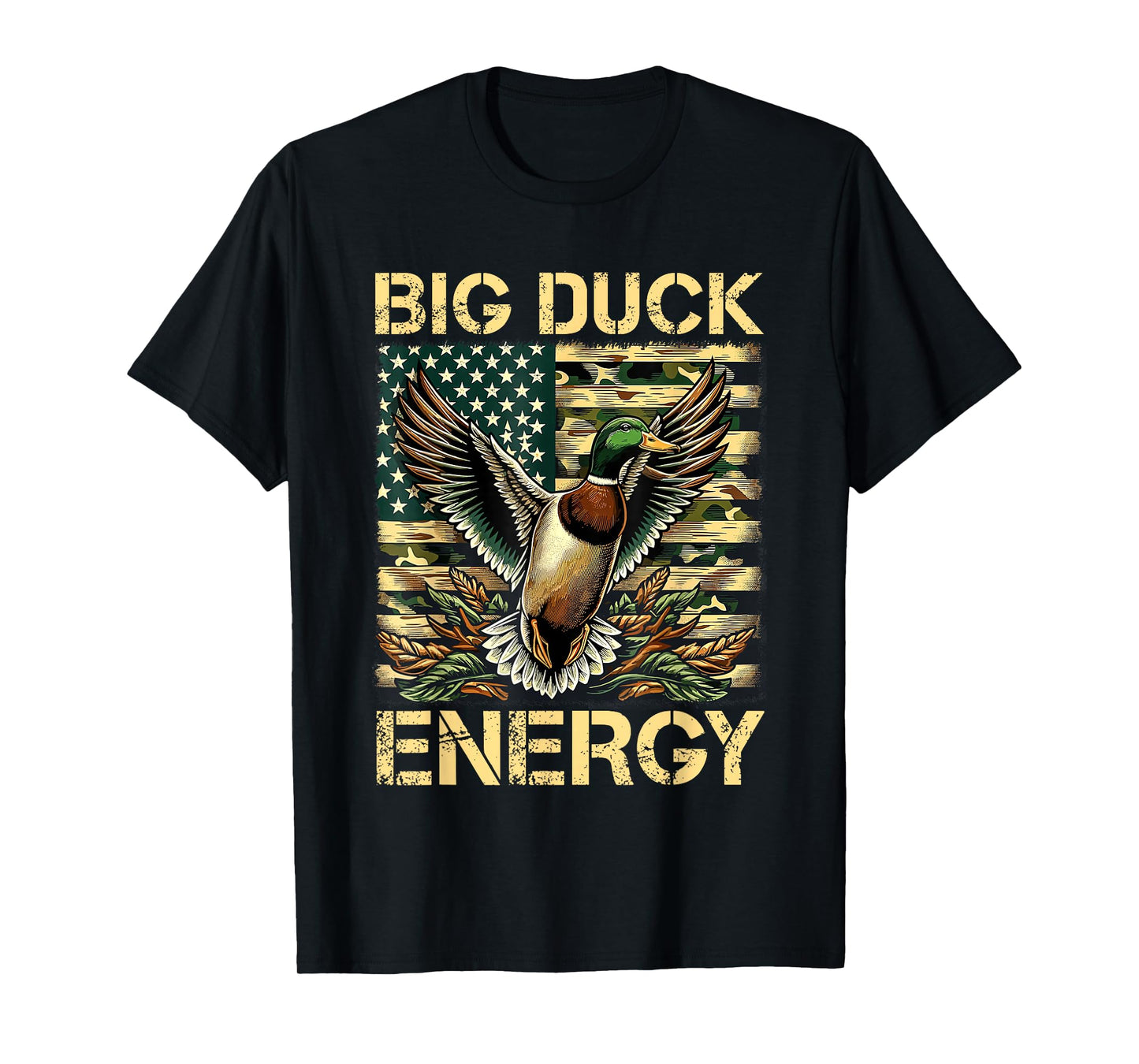 Vintage Big Duck Hunting Energy Camo American Flag Apparel T-Shirt