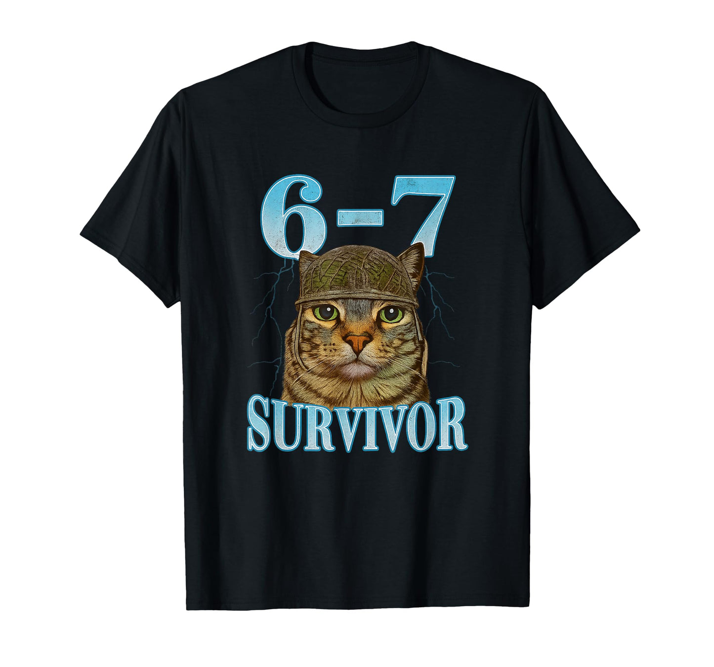 Funny Saying 67 Cats Tummy Ache Survivor Cat Meme six Seven T-Shirt
