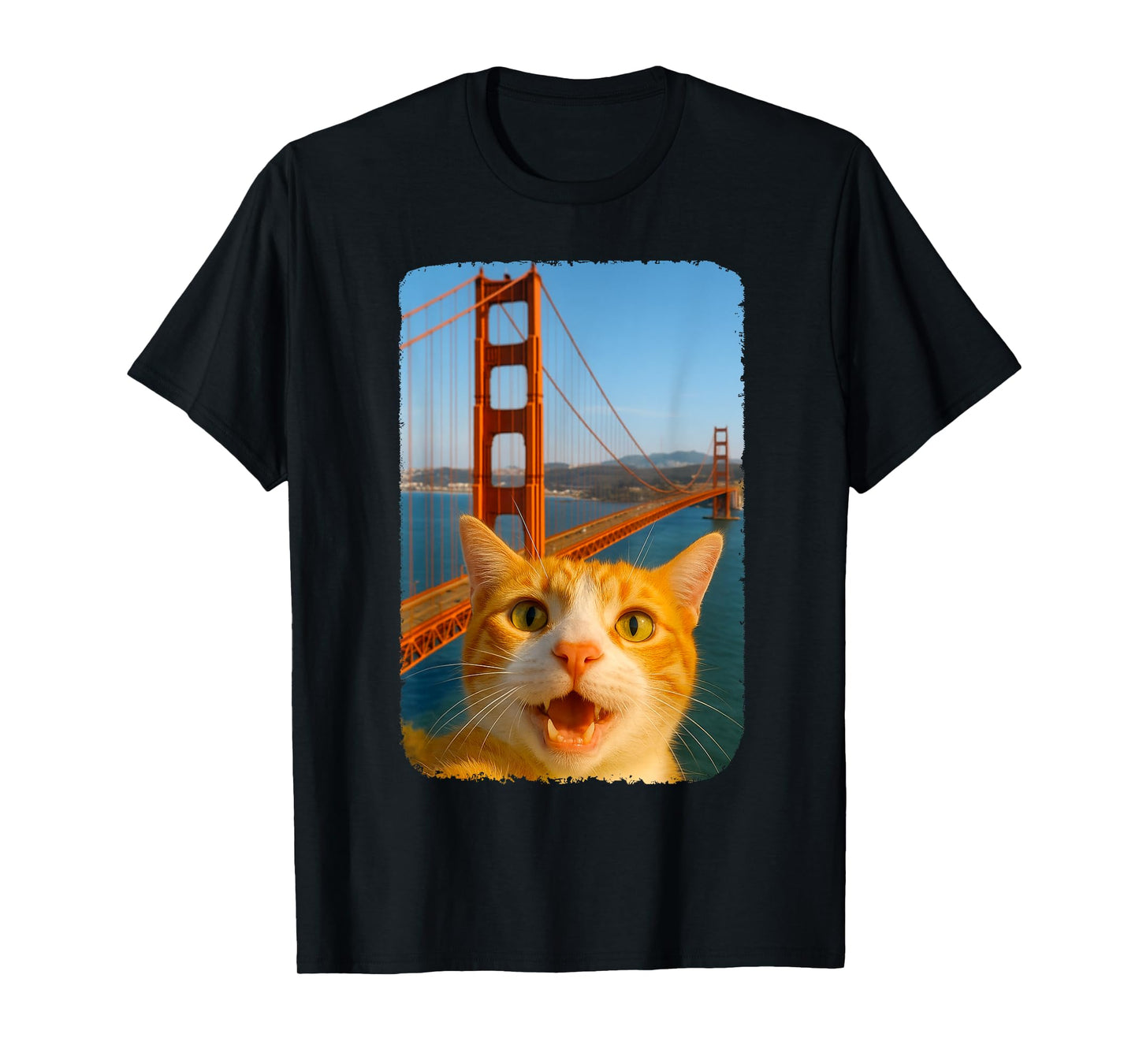 Funny Orange Cats Selfie San Francisco Golden Gate Bridge T-Shirt
