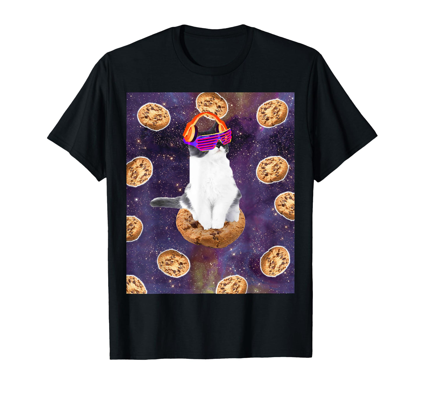 Rave Kitty Cat On Choc Cookie In Space T-Shirt