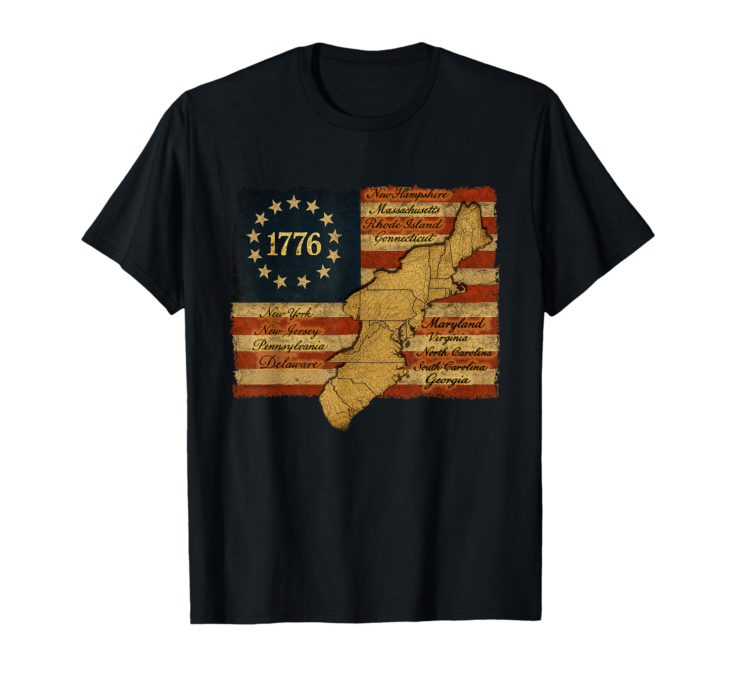 Betsy Ross Flag 1776 America Patriotic 13 Colonies T-Shirt