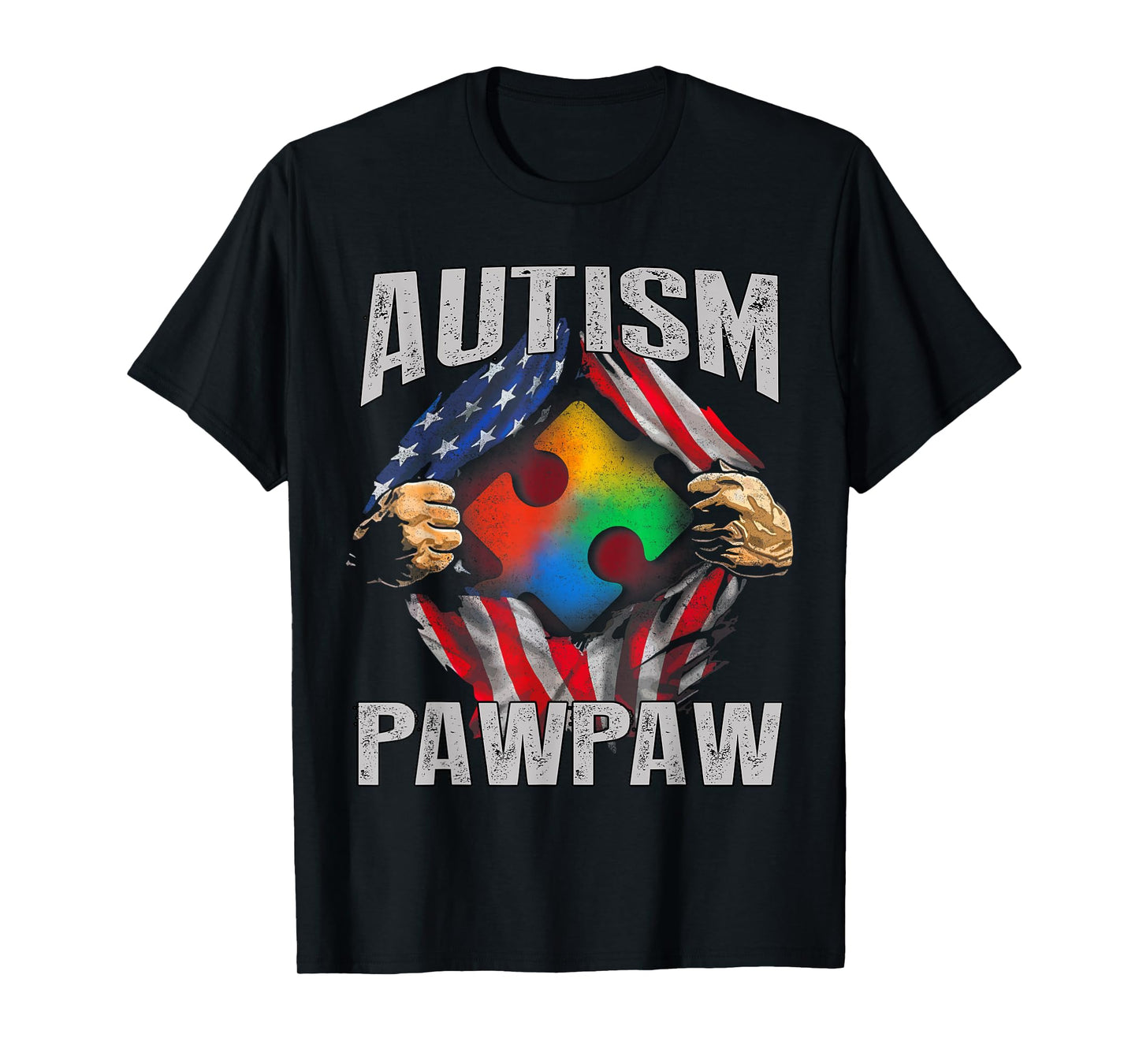 Autism Pawpaw American Flag Autism Awareness T-Shirt T-Shirt