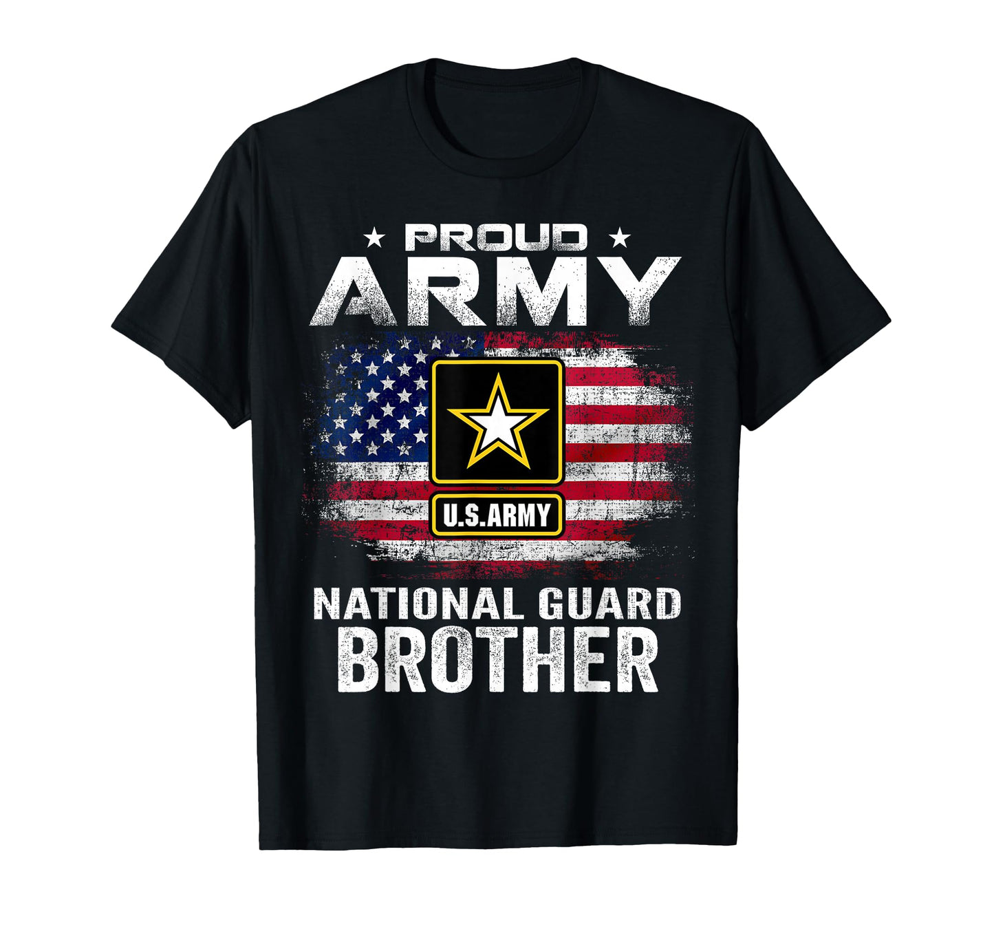 Proud Army National Guard Brother With American Flag Gift T-Shirt