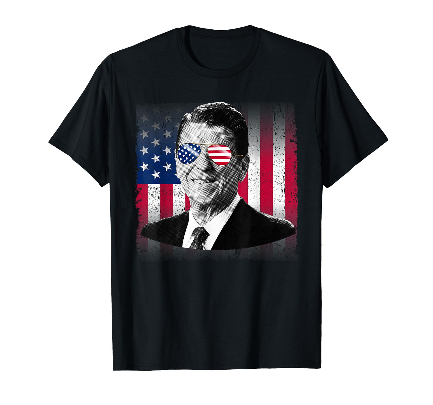 President Reagan USA Flag Patriotic American 4th of July T-Shirt
