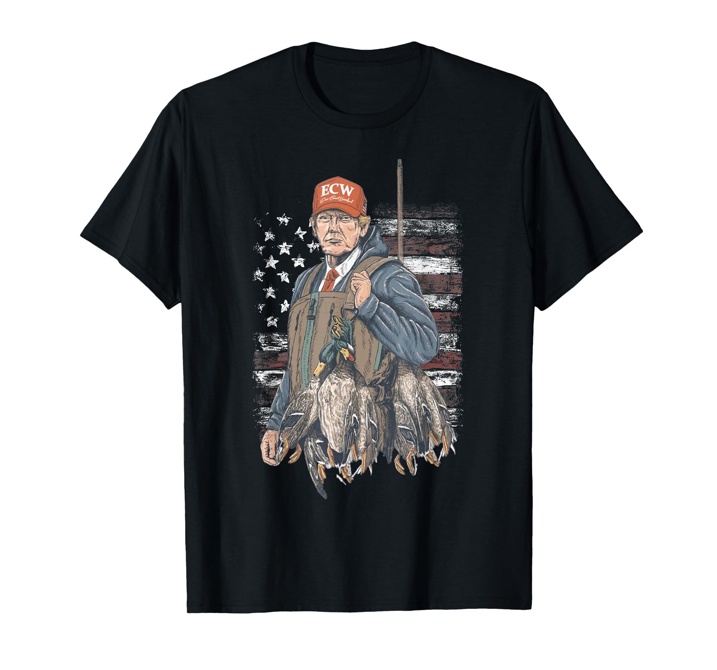 Duck Hunting Trump Camo Hello Hunting Season US Flag T-Shirt