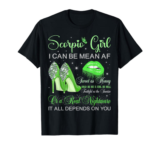 Scorpio Girl Birthday High Heels Dripping Lips Butterfly T-Shirt