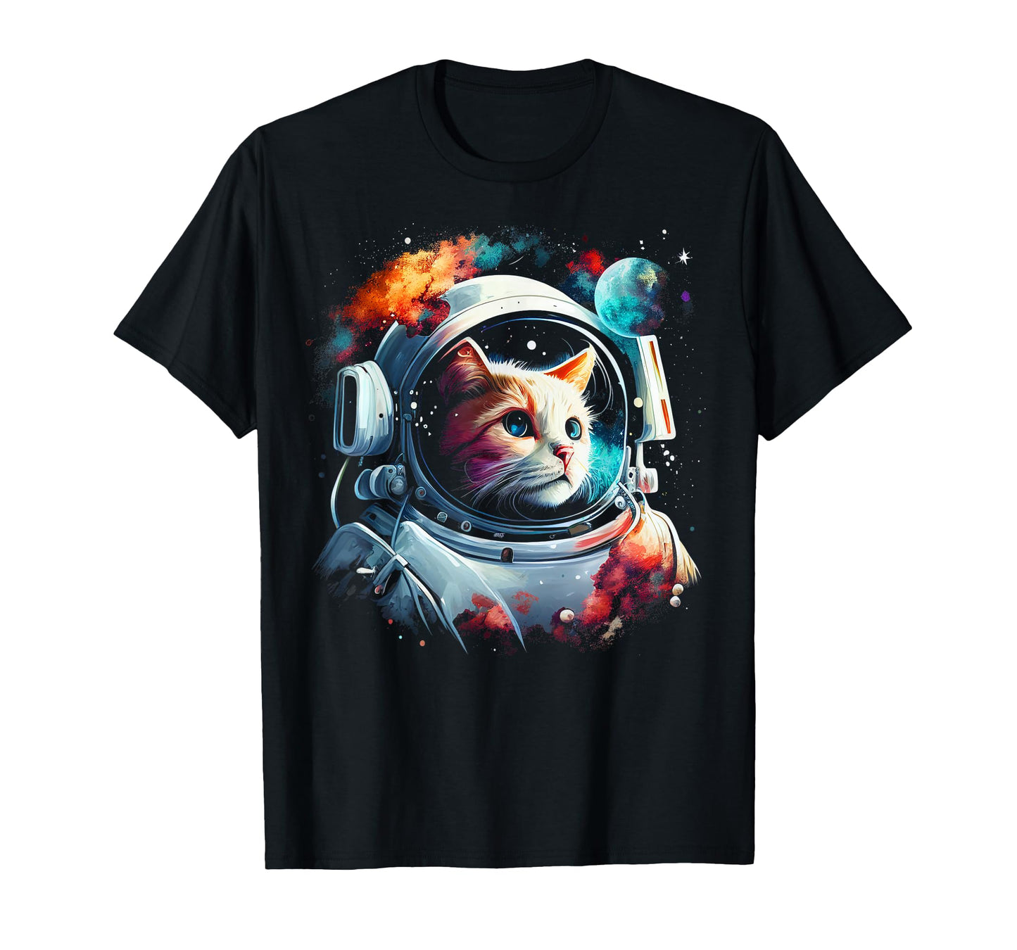 Astronaut Cat or Funny Space Cat on Galaxy Cat Lover T-Shirt for Men Women Kids