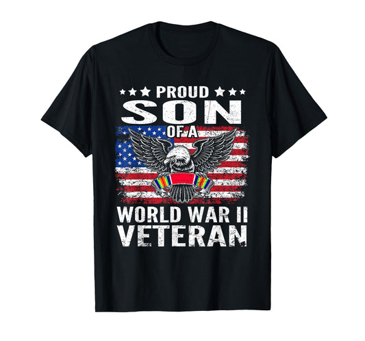 Proud Son Of A WWII Veteran World War 2 US Vet Dad Mom T-Shirt