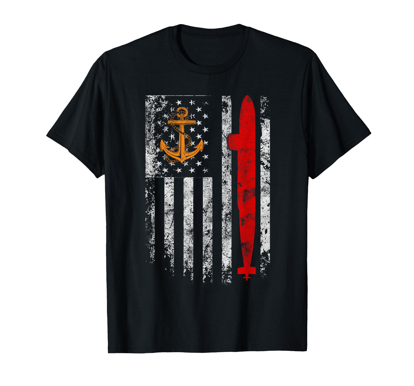 U.S Submarine Silent Service Veteran American Flag Vintage T-Shirt
