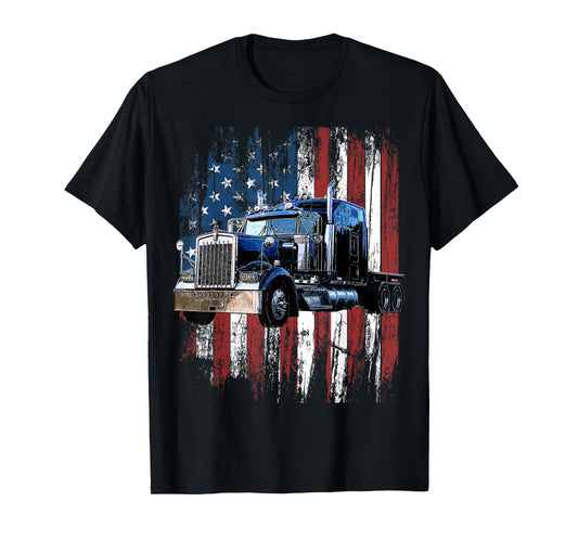 Trucker American Flag Truck Driver Truck Driver Gift T-Shirt