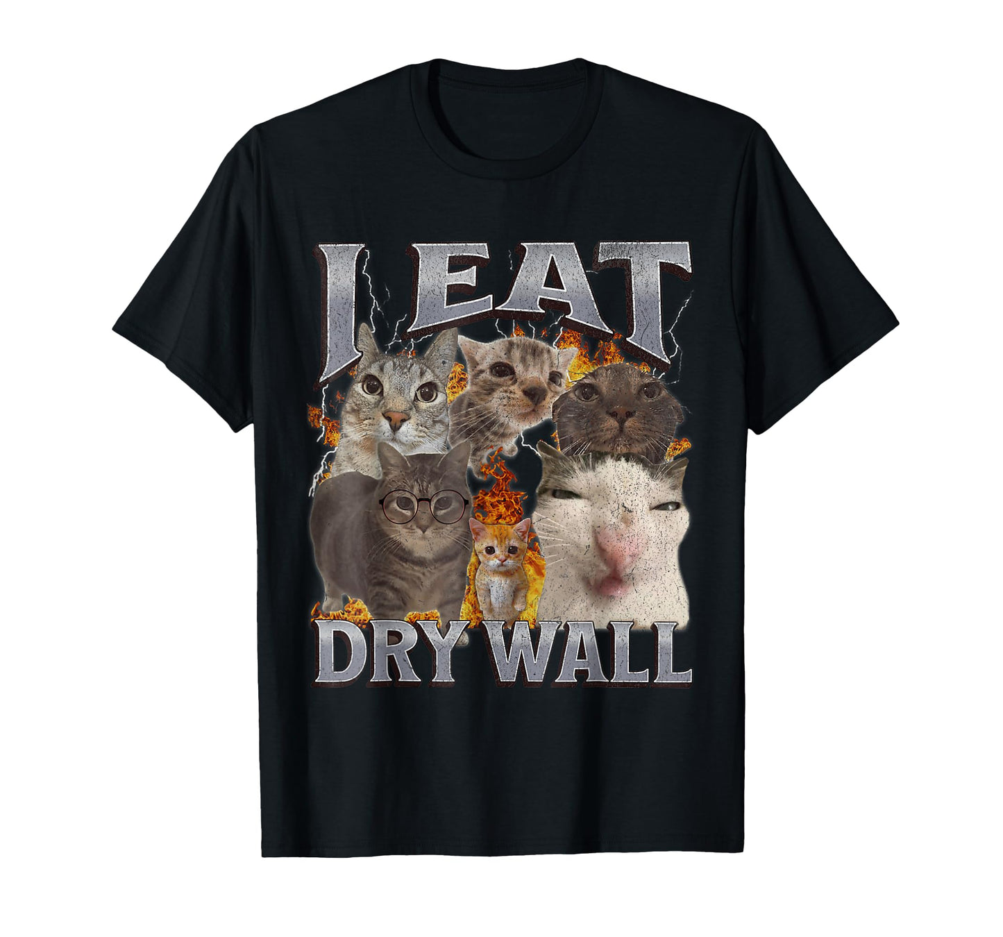 I Eat Drywall Funny Cat Meme Bootleg Graphic T-Shirt