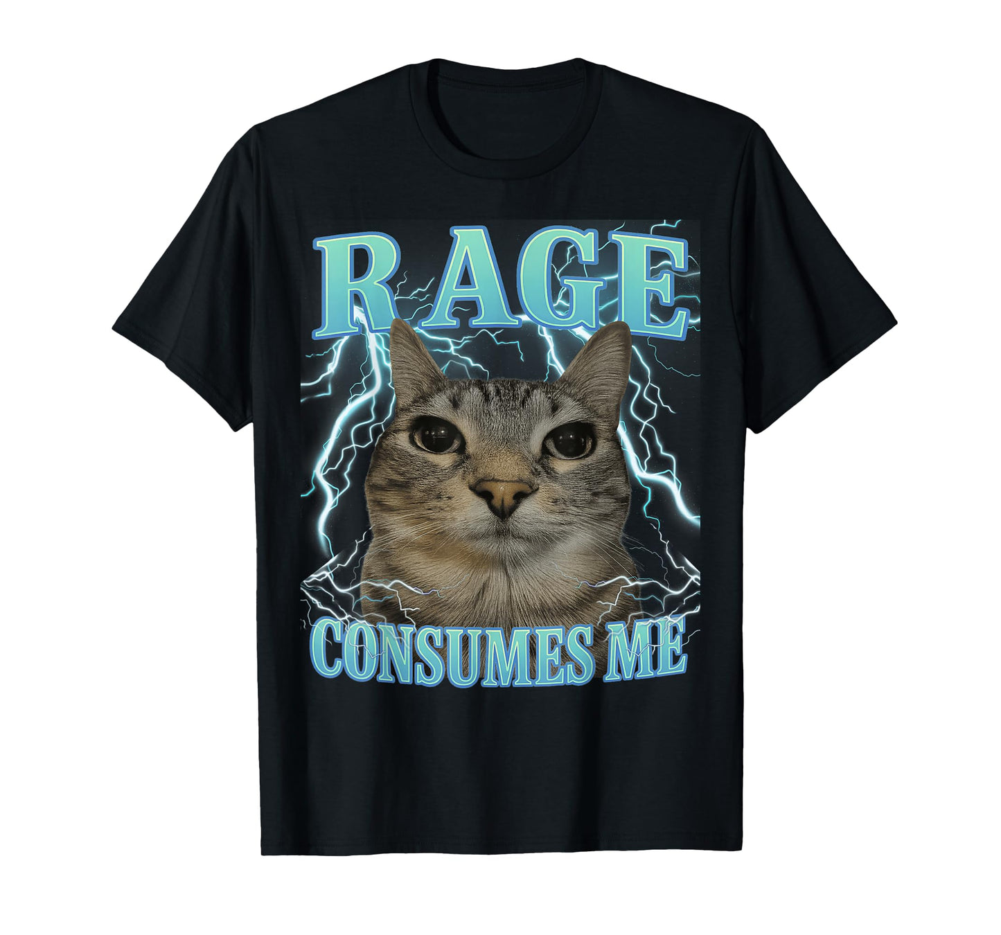 Rage Consumes Me Cat Silly Cat Meme Funny Men Women Graphic T-Shirt