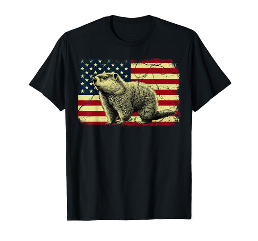 Punxsy Phil American Flag Groundhog Day For Men Women T-Shirt
