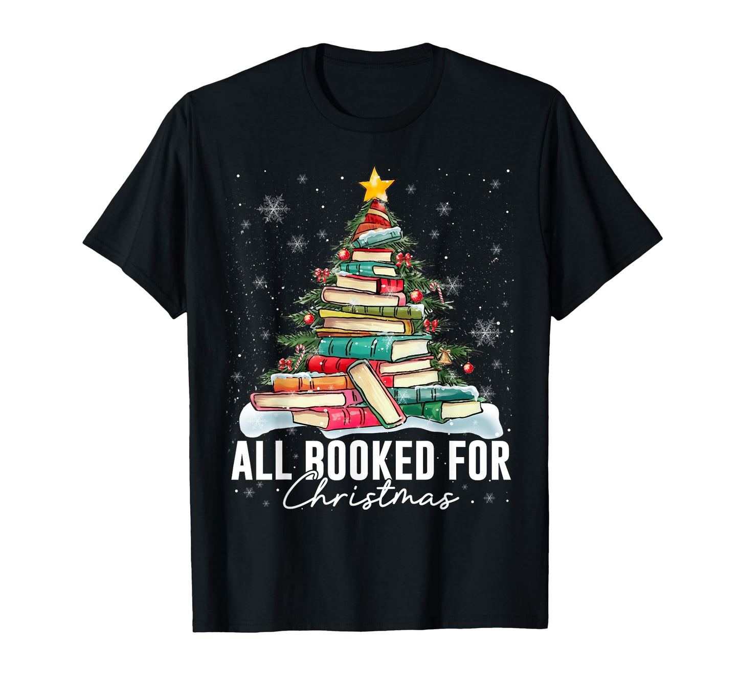 All Booked for Christmas Book Christmas Tree Lights Xmas T-Shirt