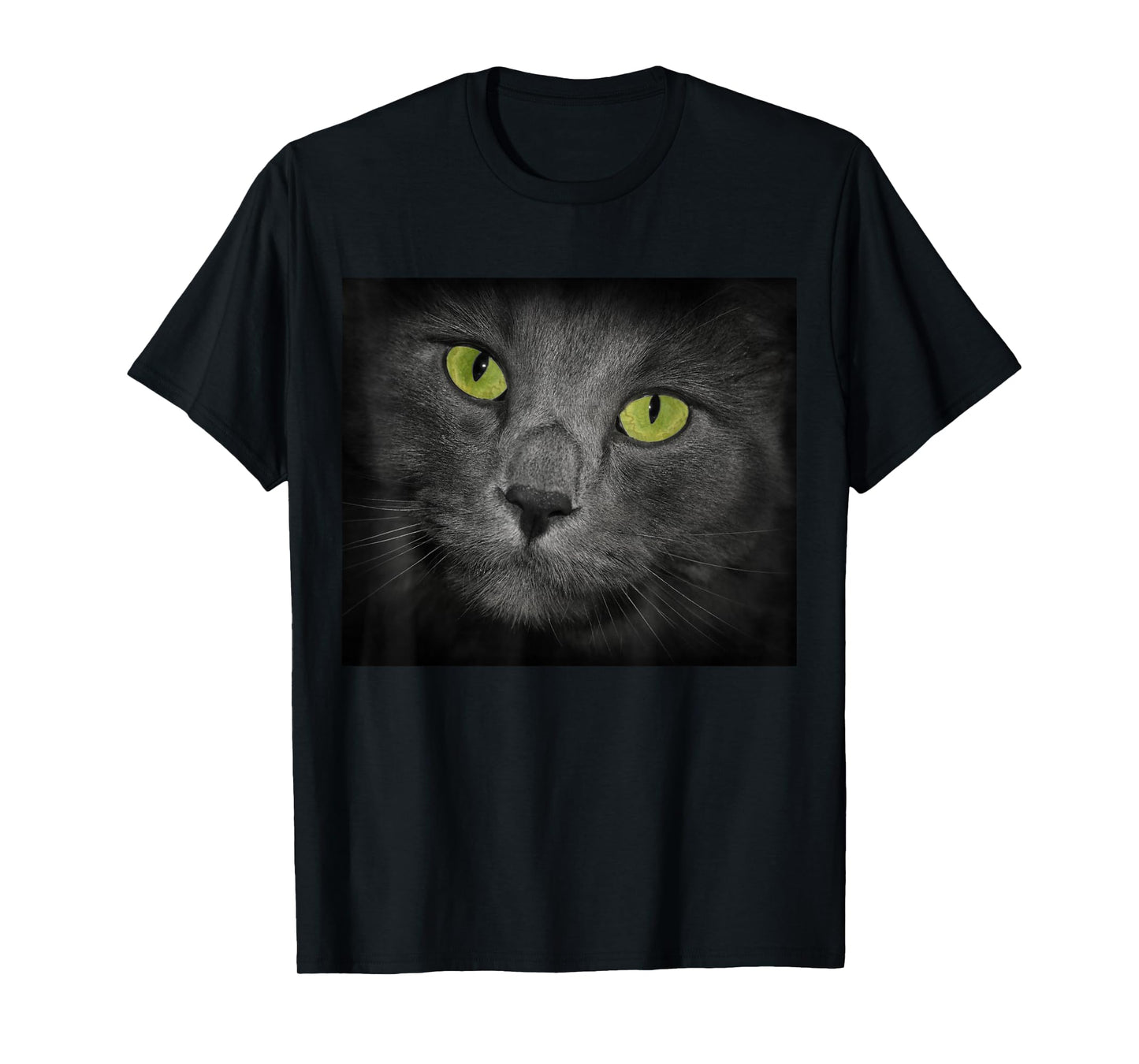 Cat with Green Eyes Gray Fur T-Shirt
