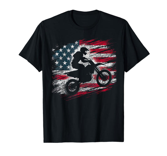 Motocross USA Dirt Bike American Flag T-Shirt