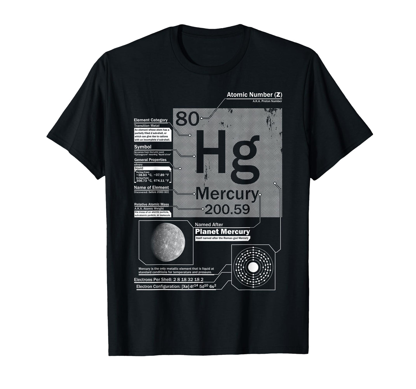 Mercury (Hg) Element | Atomic Number 80 Science Chemistry T-Shirt