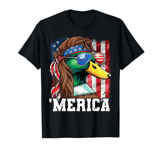 Merica USA American Flag Patriotic 4th of July Duck Hunting T-Shirt