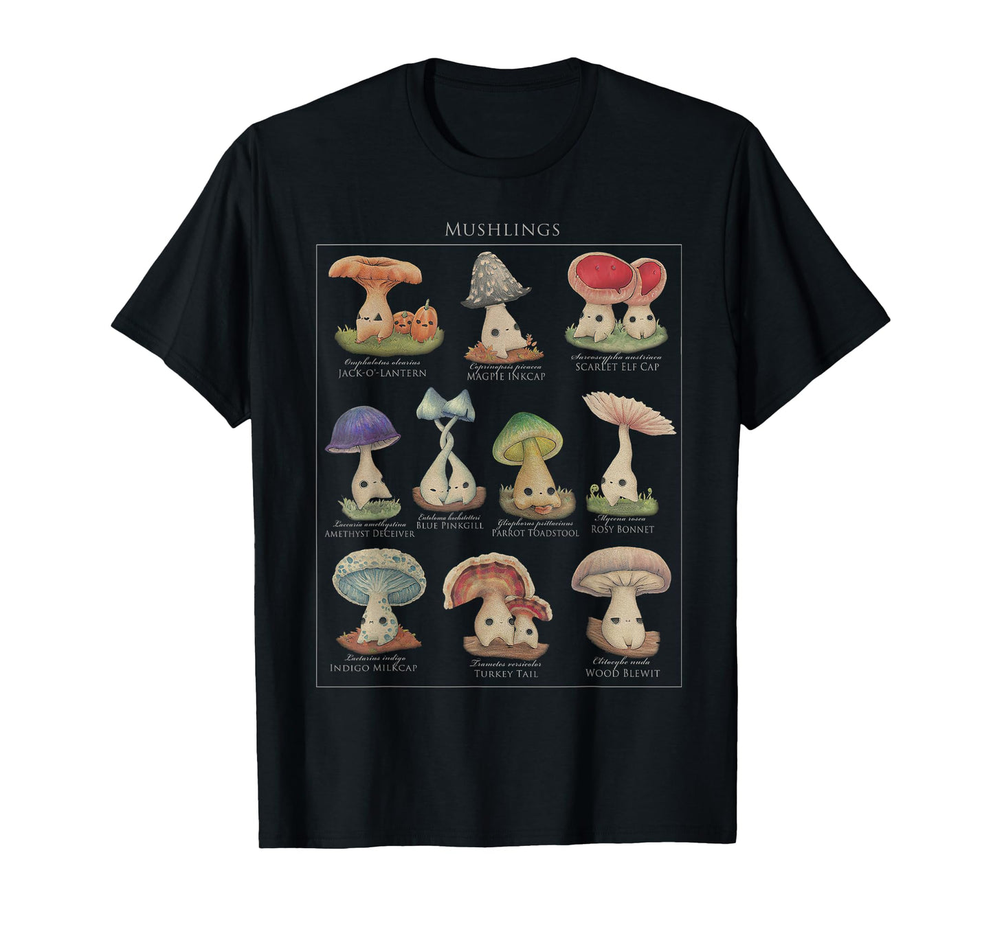 Mushling Identification 2nd Edition Botanical Mushroom T-Shirt Small