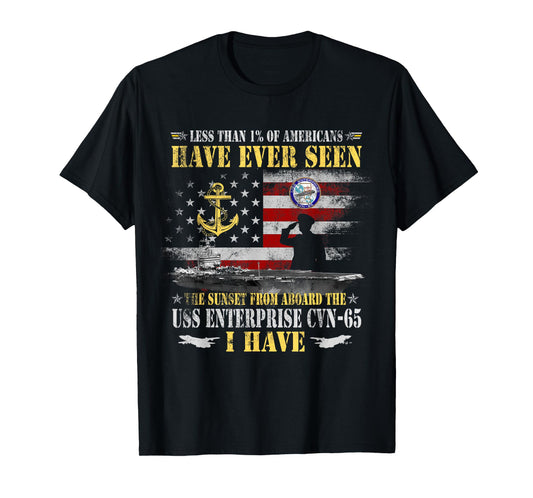USS Enterprise CVN-65 Aircraft Carrier Veteran Vintage Flag T-Shirt
