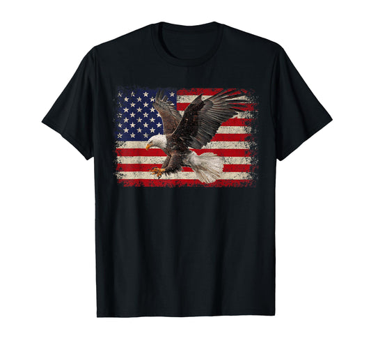 Bald Eagle 4th of July American USA Flag Eagle Patriotic T-Shirt