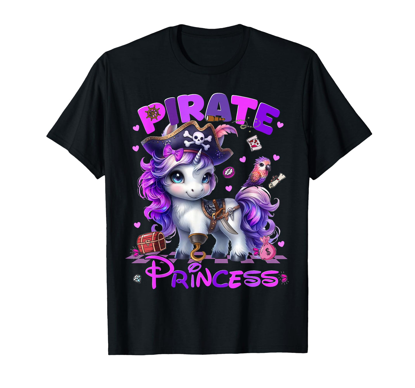 Pirate Princess Cute Unicorn Hallooween Costumes Girl T-Shirt