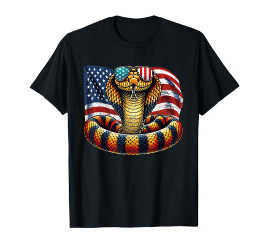 Vintage King Snake Patriotic US Flag Sunglasses 4th Of July T-Shirt