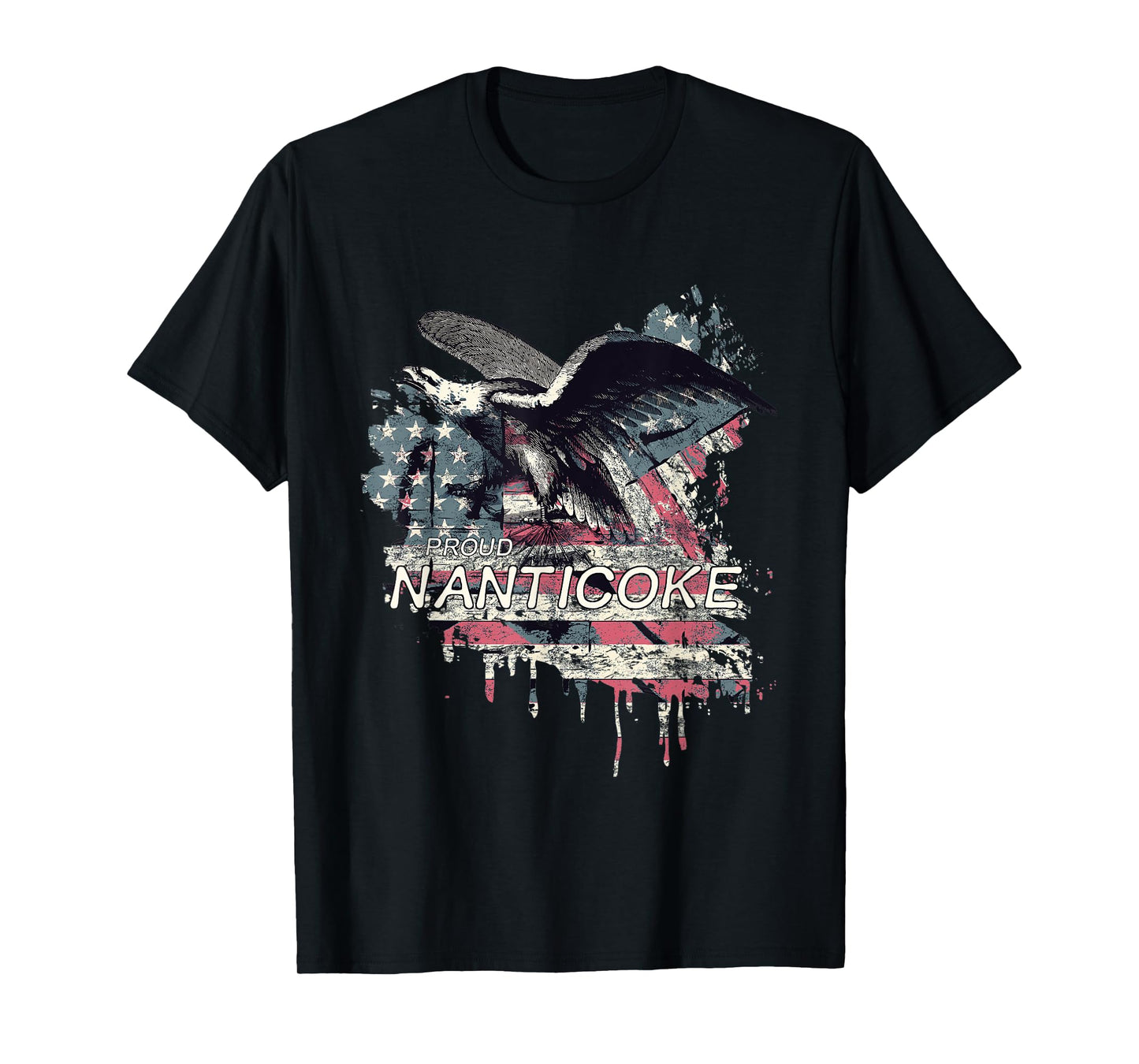 Nanticoke American Indian Tribe Old theme USA Flag Eagle Women Men T-Shirt