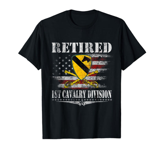 Retired 1st Cavalry Division Veteran Patriotic Veterans Day T-Shirt