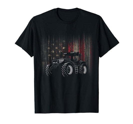 American Flag Tractor Patriotic Farmer T-Shirt