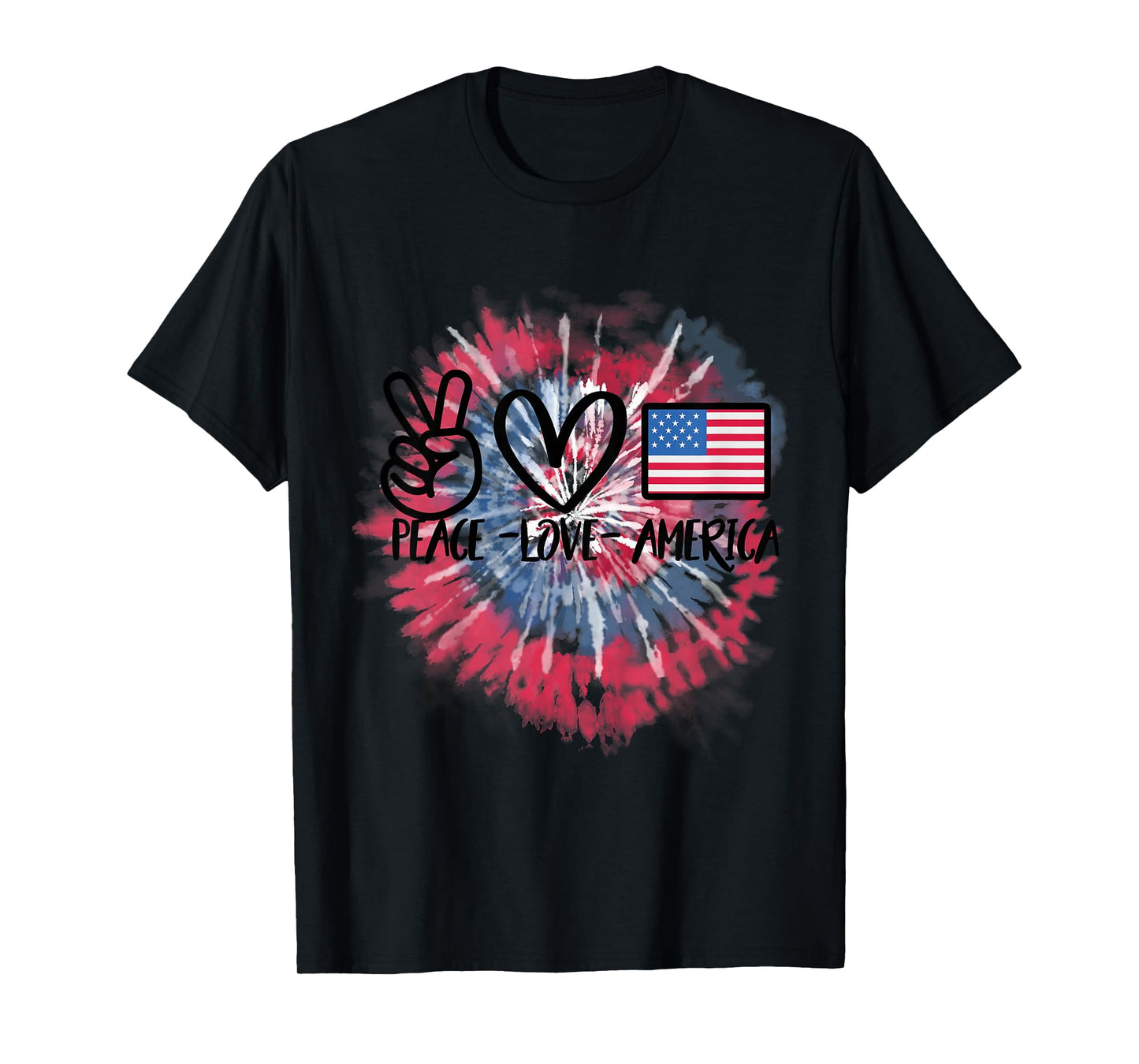 Peace Love America Tie Dye 4th of July Patriotic for Girls T-Shirt