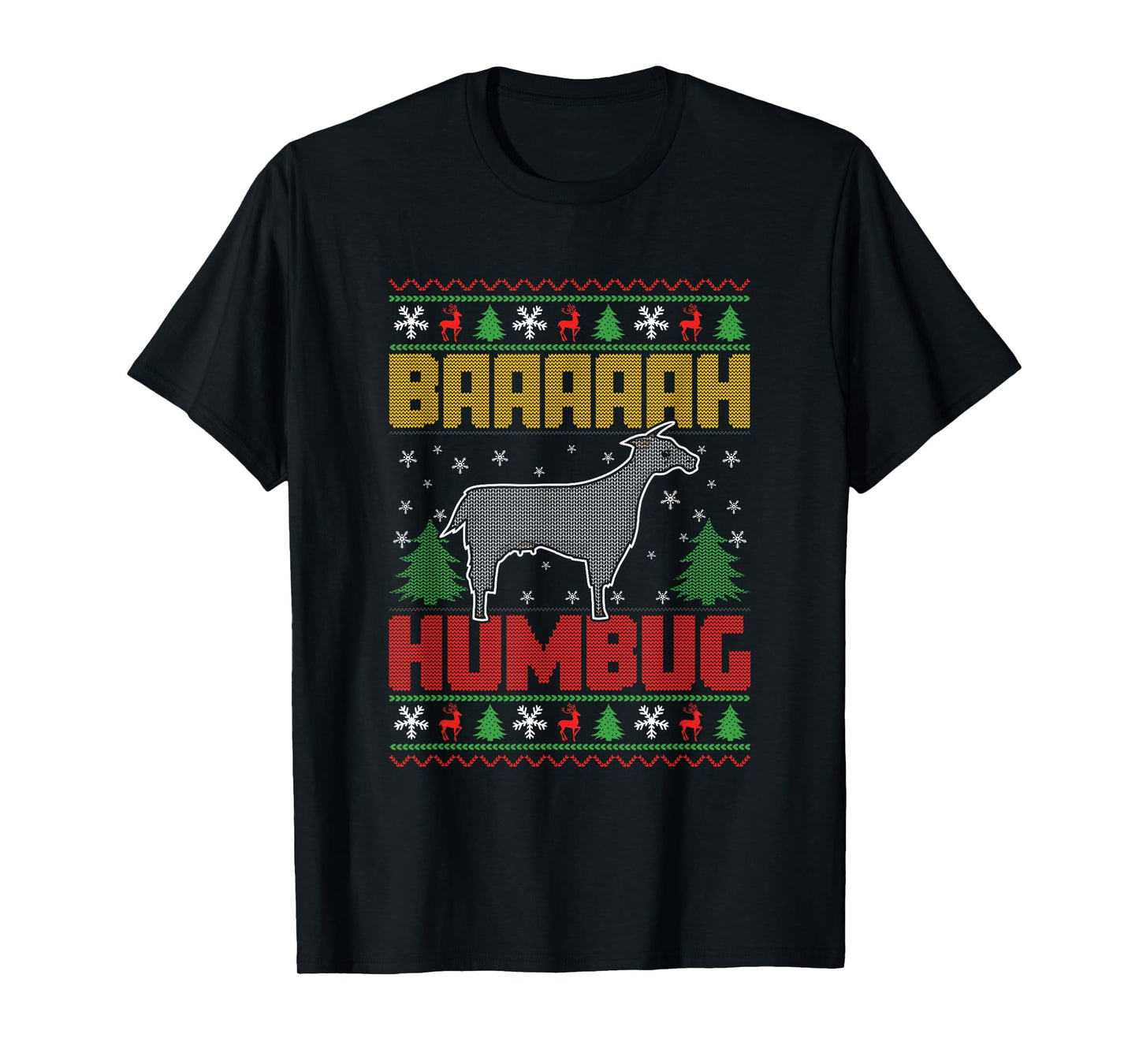 Bah Humbug Goat Lover Farm Animals Ugly Christmas Goat T-Shirt