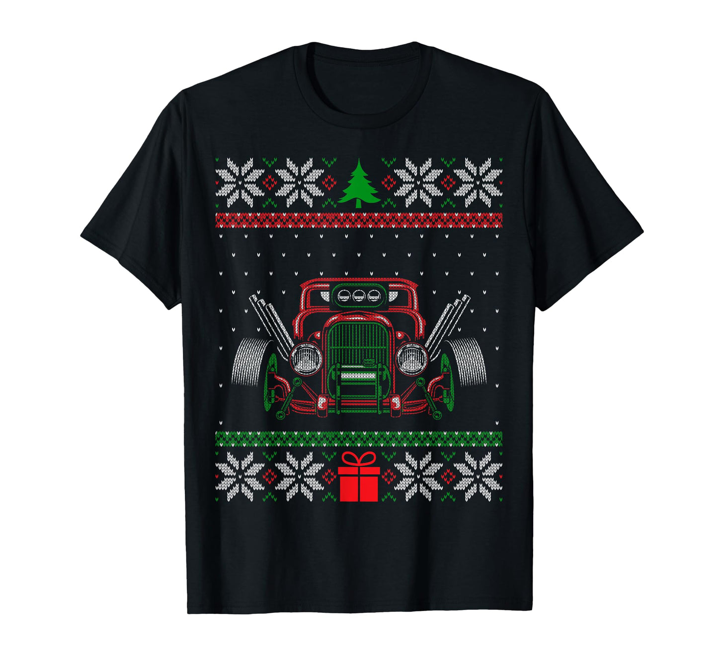 Custom Hot Rod Garage Ugly Christmas Vintage Hotrod Car Guy T-Shirt