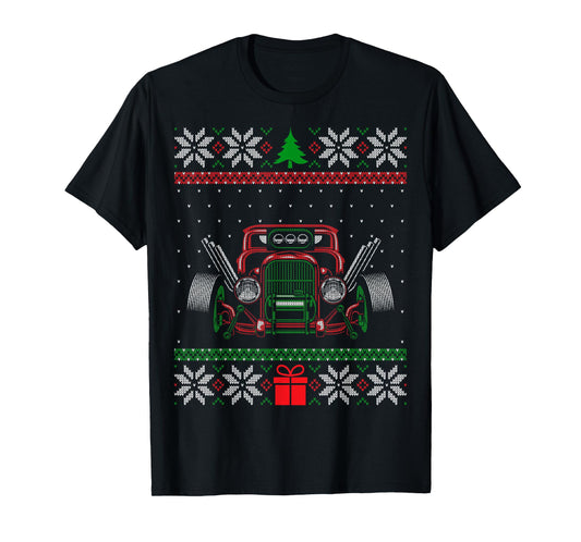 Custom Hot Rod Garage Ugly Christmas Vintage Hotrod Car Guy T-Shirt