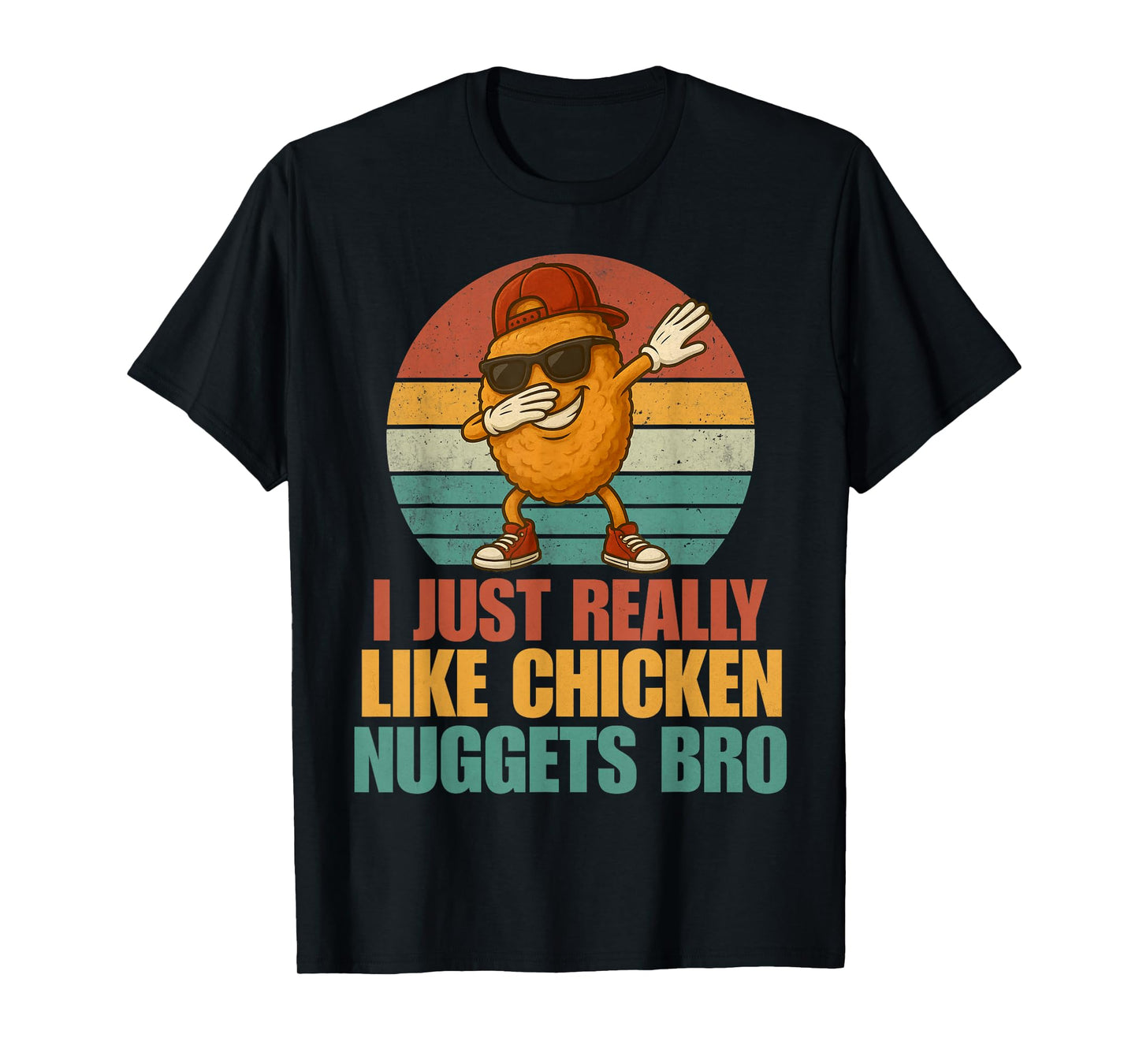 Funny Dabbing Chicken Nugget Bro Boys Kids Retro Fast Food T-Shirt