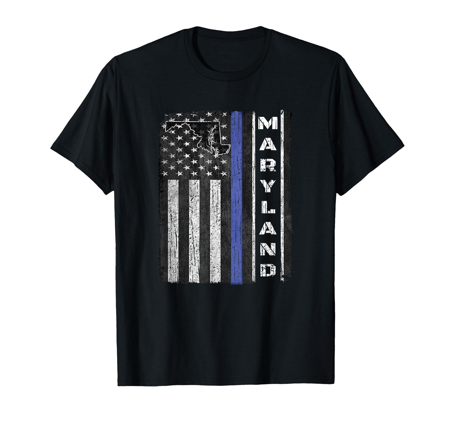 Maryland Thin Blue Line Police Week TShirt USA Flag Gift Men T-Shirt