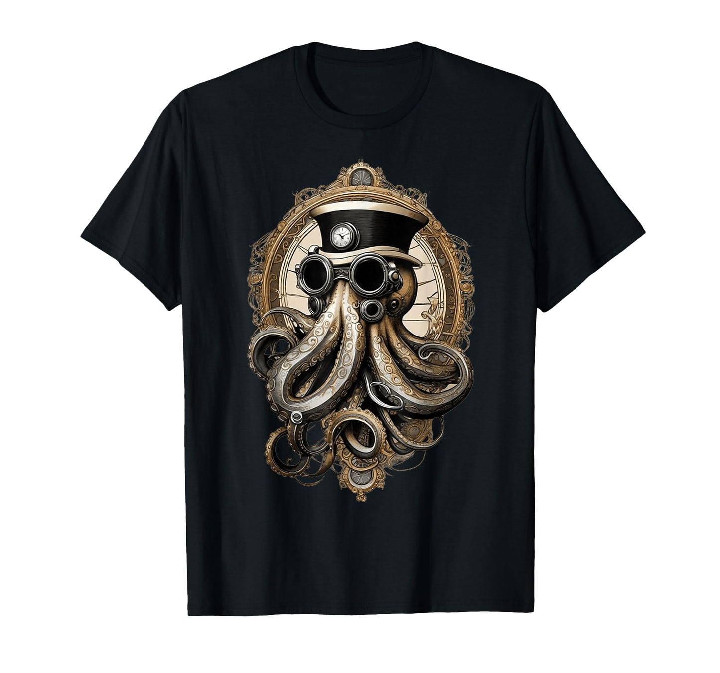 Classic Steampunk Octopus Retro Vintage Funky Fun Graphic T-Shirt