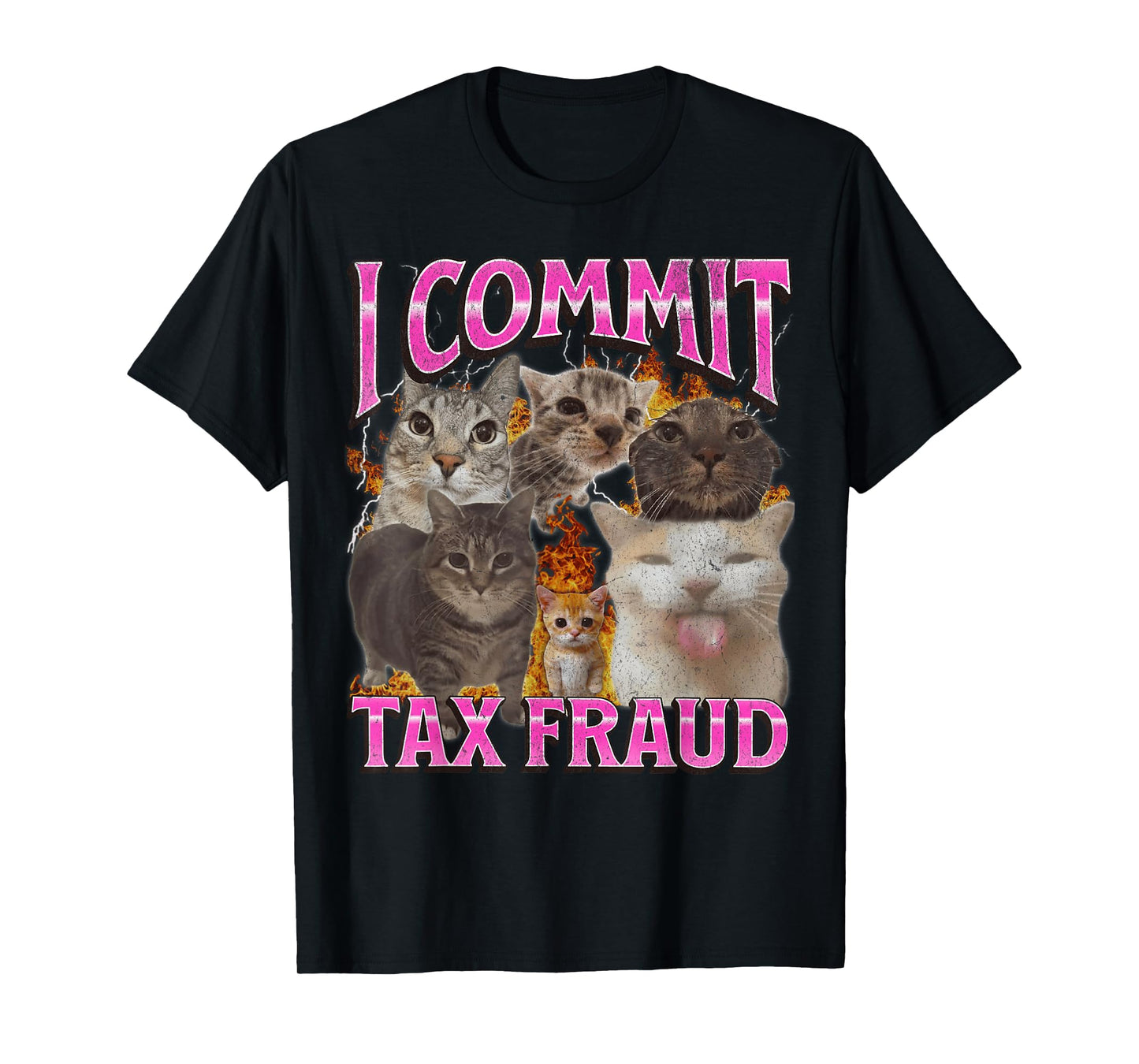 I Commit Tax Fraud Funny Cat Meme Bootleg Graphic T-Shirt for Men Women