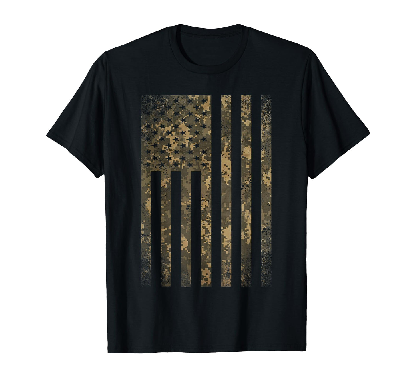Camouflage American Flag Print Camo Military Tactical Gifts T-Shirt Small