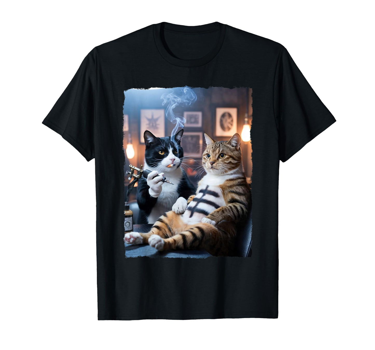 Cat Tattooing Cat Funny Meme Inked Kitty Humor Tattoo Artist T-Shirt