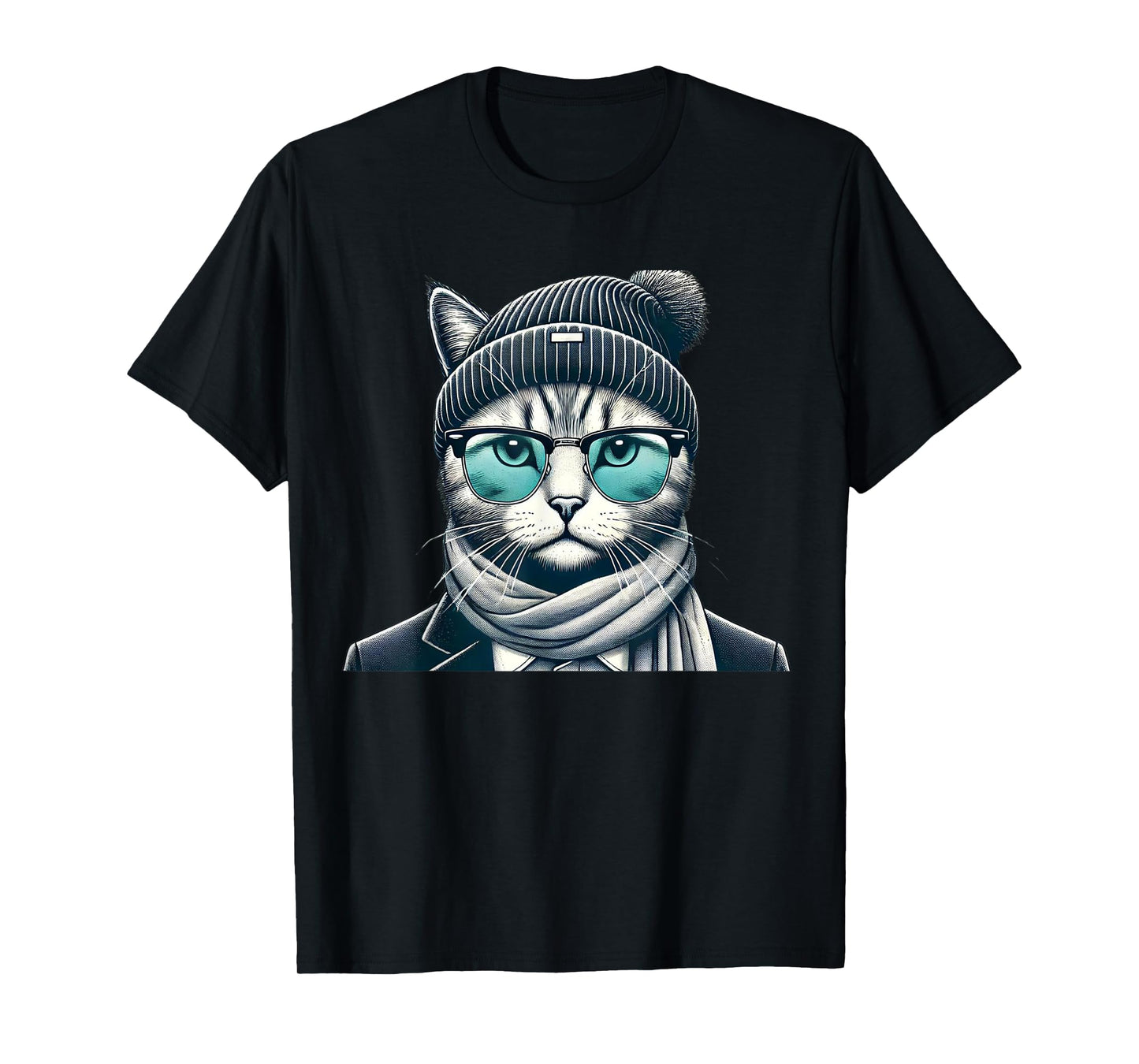 Funny stylish cat wearing glasses, Cat Lover, Animal Lover T-Shirt