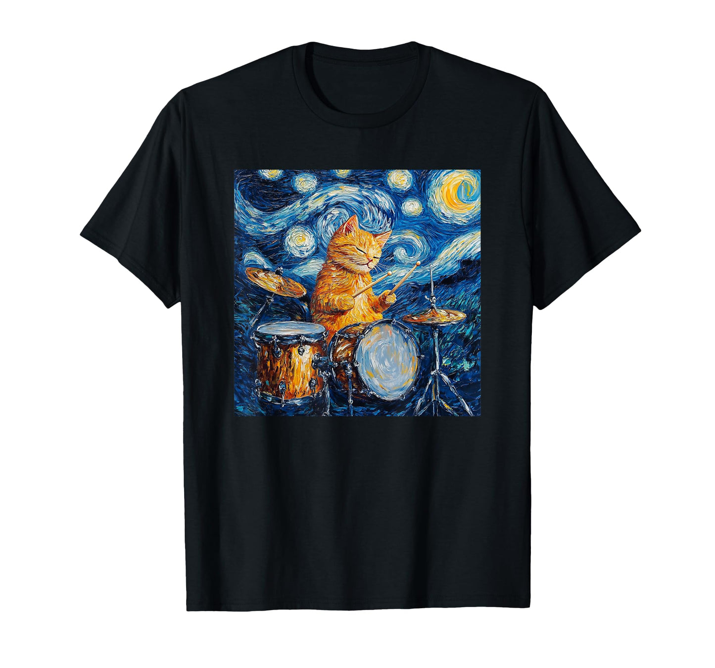 Funny Drums Cat Drummer Shirt Men Womens Kids T-Shirt