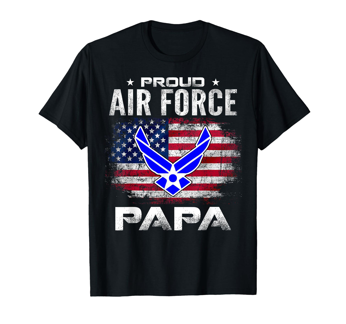 Proud Air Force Papa With American Flag Gift Veteran T-Shirt