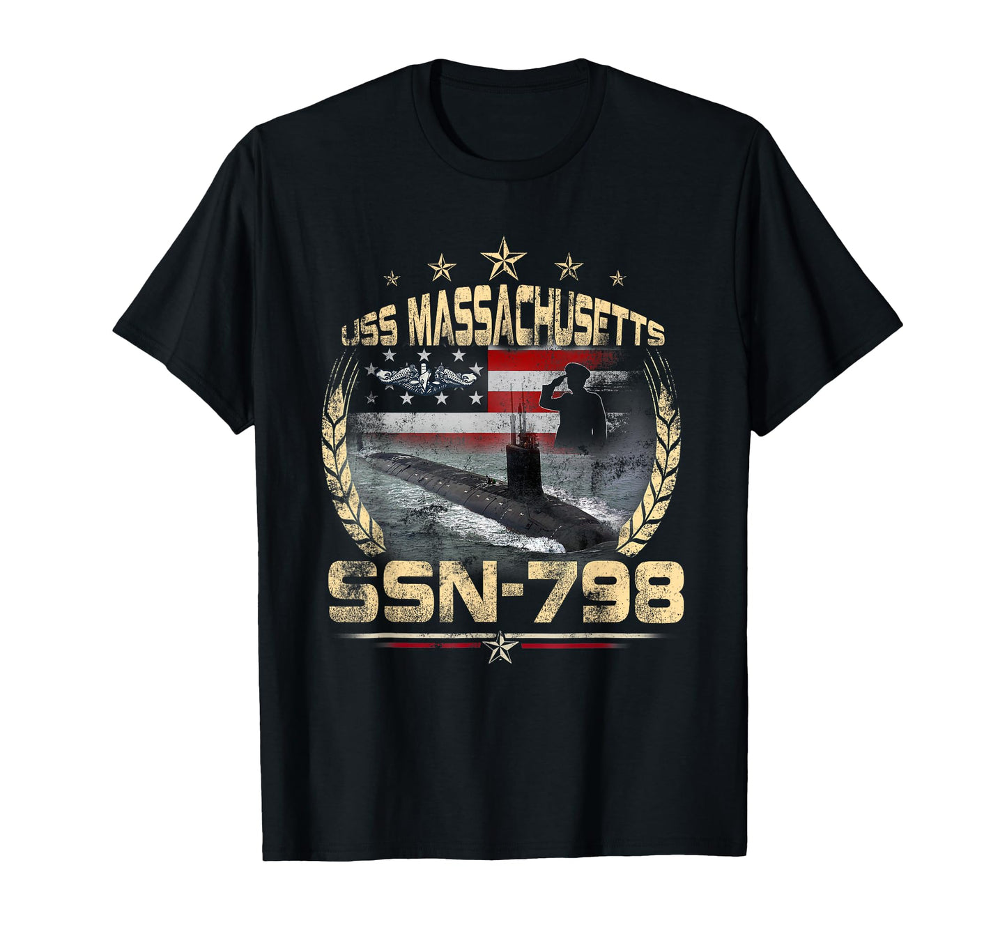 SSBN-798 Submarine Veteran Patriotic USA Flag Veterans Day T-Shirt